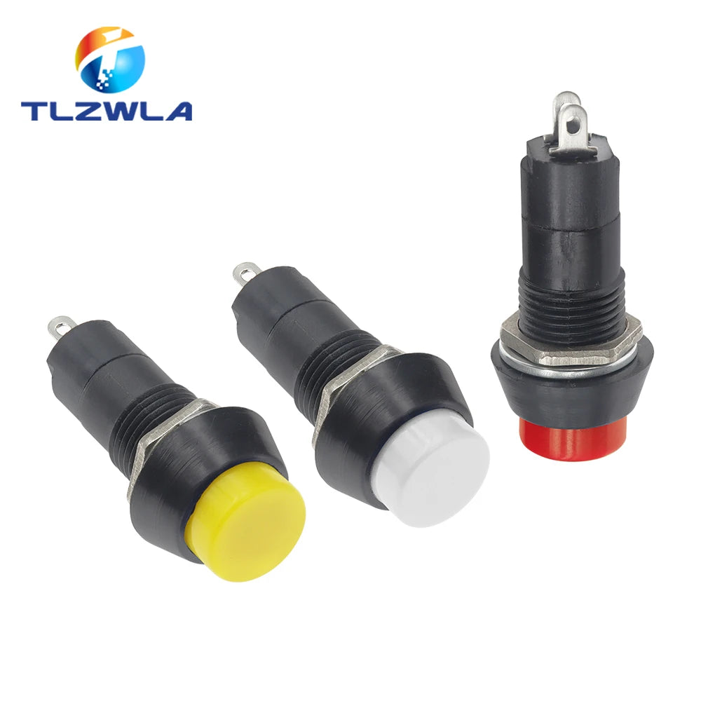 10PCS PBS-11A 12mm self-locking Plastic Push Button Switch Latching Switchs 1A 250V AC 2PIN PBS-11B