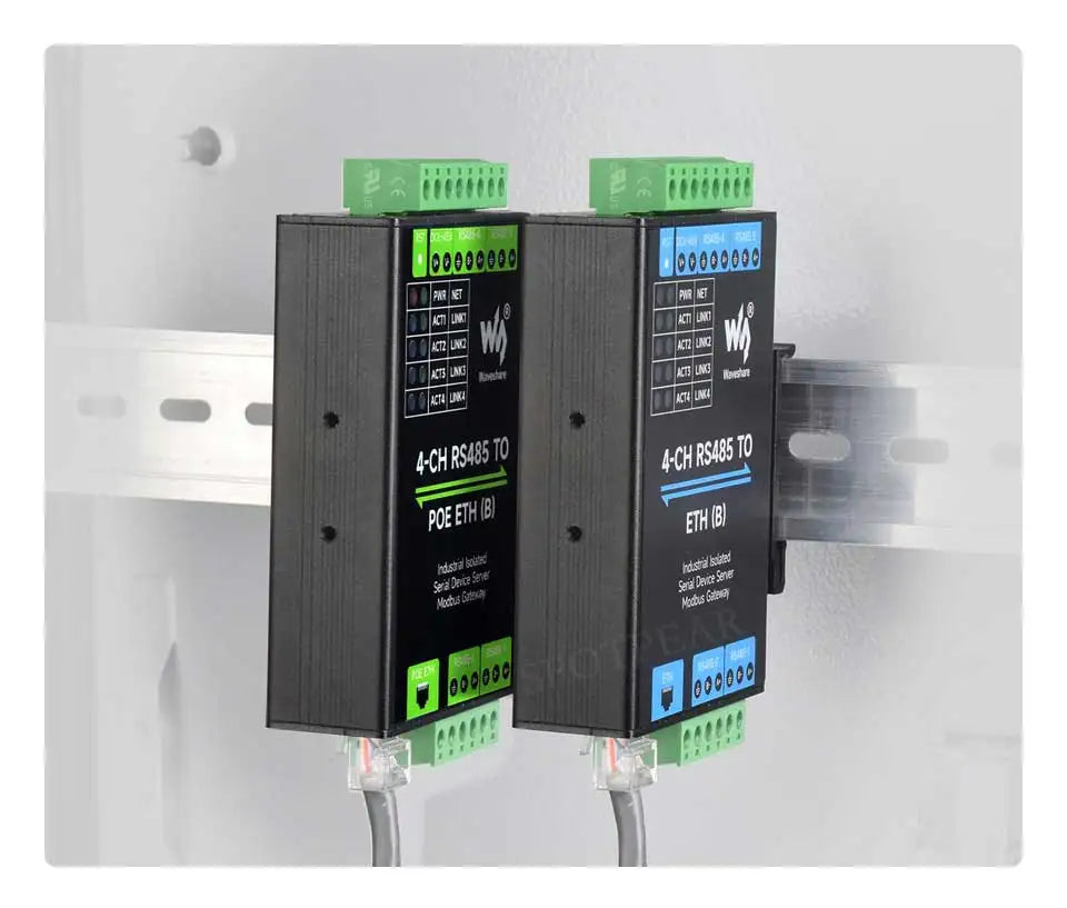 Industrial Isolated 4CH RS485 TO POE ETH (B) RJ45 Converter UART For Modbus 4-Ch RS485 to RJ45 Ethernet Serial Server