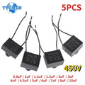 5PCS CBB61 Capacitor 450vac Fan Starting Capacitors 450V 0.8uF 1uF 1.2uF 1.5uF 2uF 3uF 4uF 4.5uF 5uF 6uF 7uF 8uF 10uF