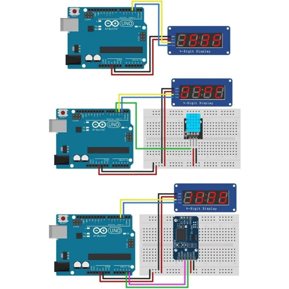 5PCS 4 Digits 7 Segment Digital Tube TM1637 LED Display Module I2C with Jumper Wires Clock Display for Arduino and Raspberry Pi