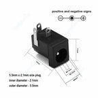 1/3/5/10Pcs DC Power Supply Jack Socket Female Panel Mount Connector 5.5mm 2.1mm Plug Adapter 2 Terminal Types 5.5x2.5mm