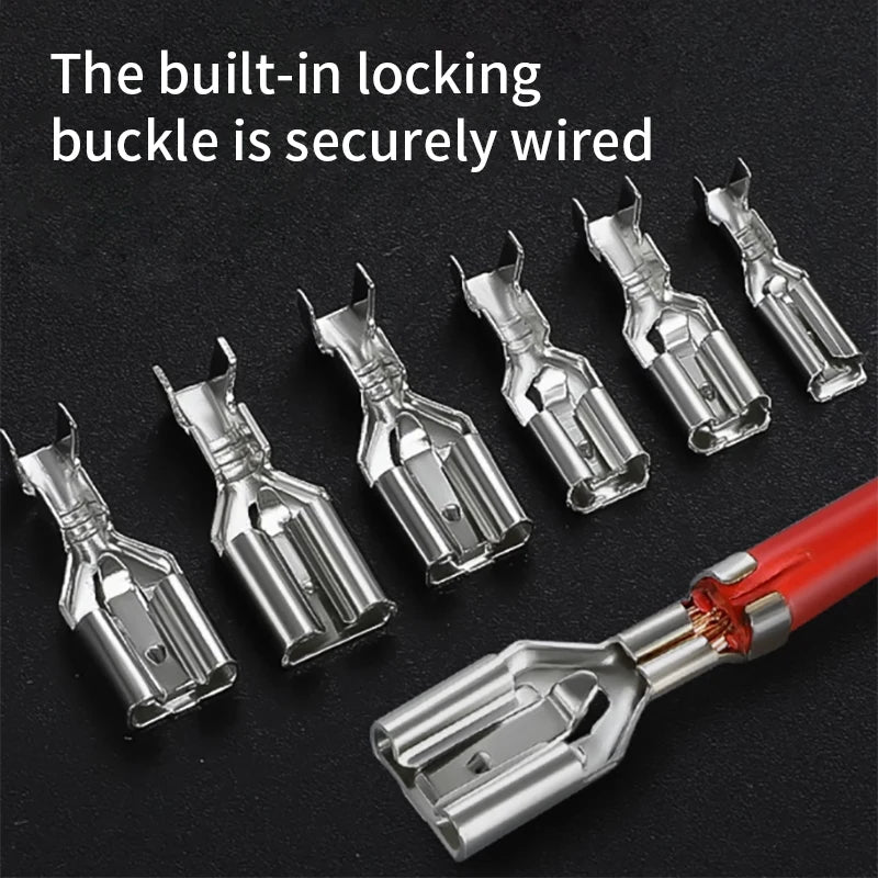 Locking plug spring terminal block 4.8/6.3Snap on self-locking insertion and extraction of cold pressed terminals 50/100 set