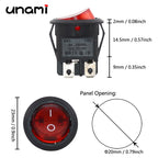 20mm Round Rocker Switch Square Base Black/Red 6A 250V DPDT Power Switches