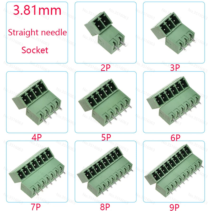 10PCS 2.54/3.81/5.08MM 2EDG 15EDG 2/3/4/5/6/7/8 Pin Screw Terminal Block Connector Pitch Plug+Straight/Curved Needle Pin Socket