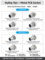 M12 Screw Termination Plastic Field Plug NMEA2000 5 Pin Straight Angled IP67 Waterproof 3 4 6 8 Poles Sensor Connectors PG7 PG9