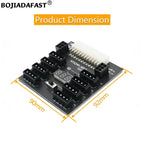 Computer PSU ATX 24PIN to 8 * Molex 4Pin + 2 * PCIE 6Pin Breakout Board Adapter For Hard Disk Drive