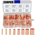 970pcs Copper Connecting Pipe Wire Joint Small Copper Tube Terminal Cable Lug Bootlace Ferrule Kit With Heat Shrink Tube Plier