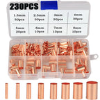 970pcs Copper Connecting Pipe Wire Joint Small Copper Tube Terminal Cable Lug Bootlace Ferrule Kit With Heat Shrink Tube Plier
