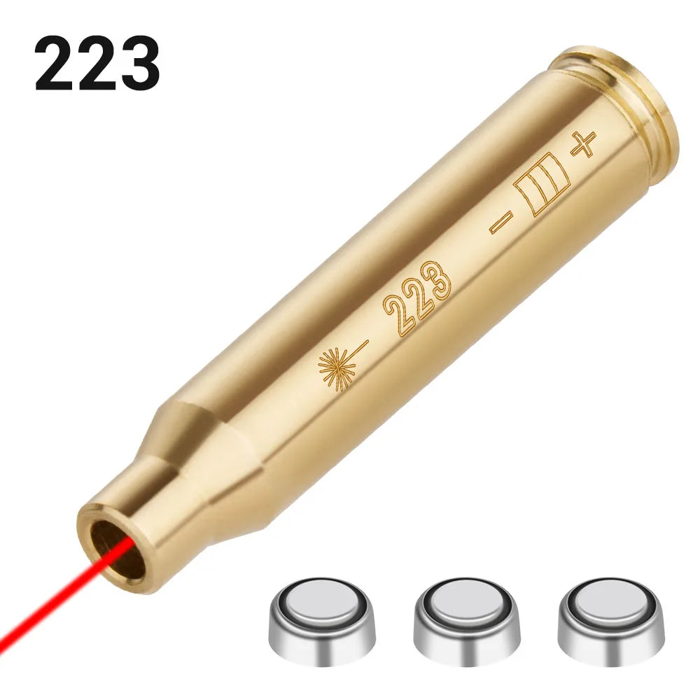 Red Dot Laser Brass Boresighter CAL .223/5.56/9mm/308/7.62/.45/30-06 Cartridge Boresight for Rifle Scope Hunting Gun Accessories
