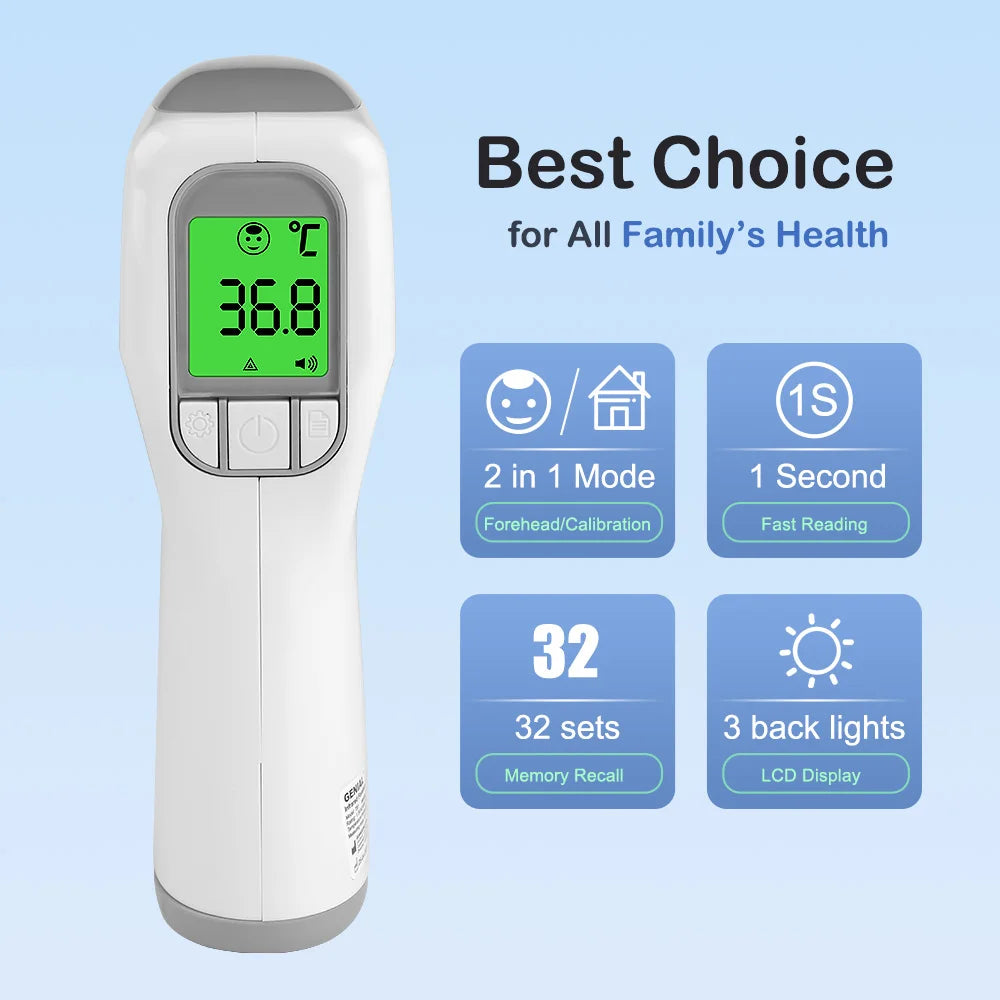 No Contact Baby Thermometer - One-Click Infrared Forehead Digital Thermometer for Infants, Kids & Adults - Fever Alert