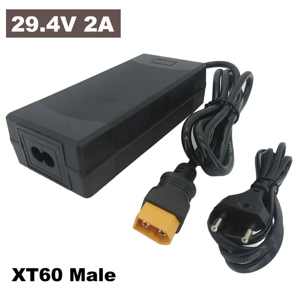 SJT60E 24V Li Ion Charger 7S 24 V Volt 29.4V 2A 24V2A Lithium Lipo 18650 Battery Charger DC XT60 Port
