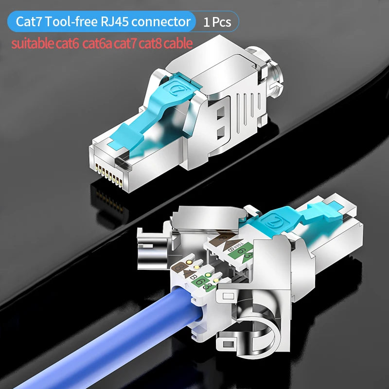 Cncob Tool-Less Connector ,Cat7 Ten-gigabit transmission Ethernet Network Termination Tool-free RJ45 connector PLug