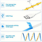 Touch Switch COB LED Strip Light 5V USB High Density RA90 Dimmable Flexible Tape TV Backlight Mirror Room Linear Lightings Decor