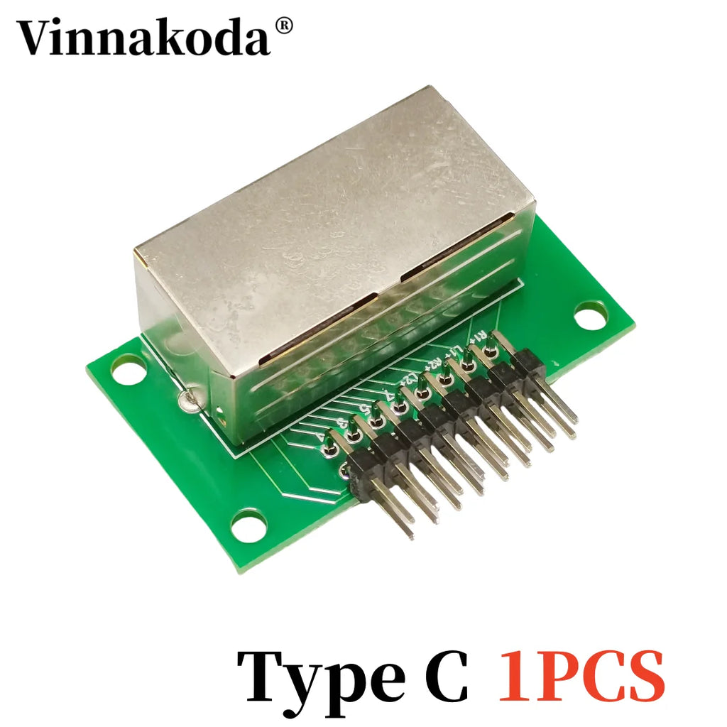 RJ45 Network Adapter Board RJ45 Double Light Female Socket Turn 2.54 Pitch Test Board RJ45 Network Port