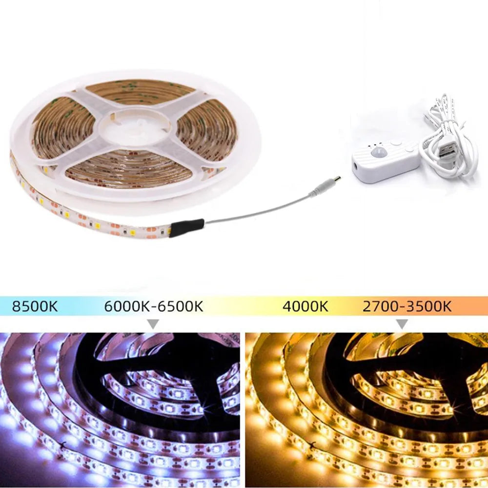 5V USB LED Strip Light Battery Power SMD 2835 3528 60LED 1m 2m 5m White Warm Red Blue Green Ribbon Cabinet Lights Night DC5V
