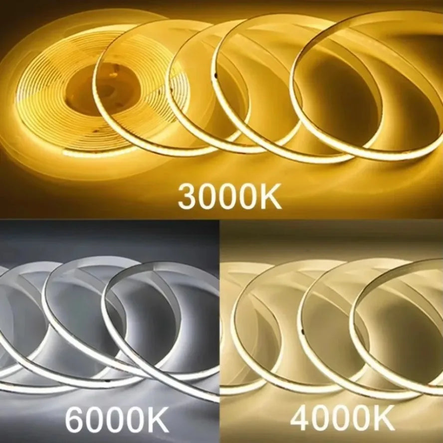 220V Flexible Tape Lights Dimmable COB LED Strip Light Smart IC No Need Driver High Bright 240LEDs/m Linear Lighting RA95