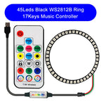 DC5V WS2812B DIY LED Ring 8 to 241 Pixels 5050 RGB Individually Addressable WS2812 Round Modules With 17Keys Music RF Controller