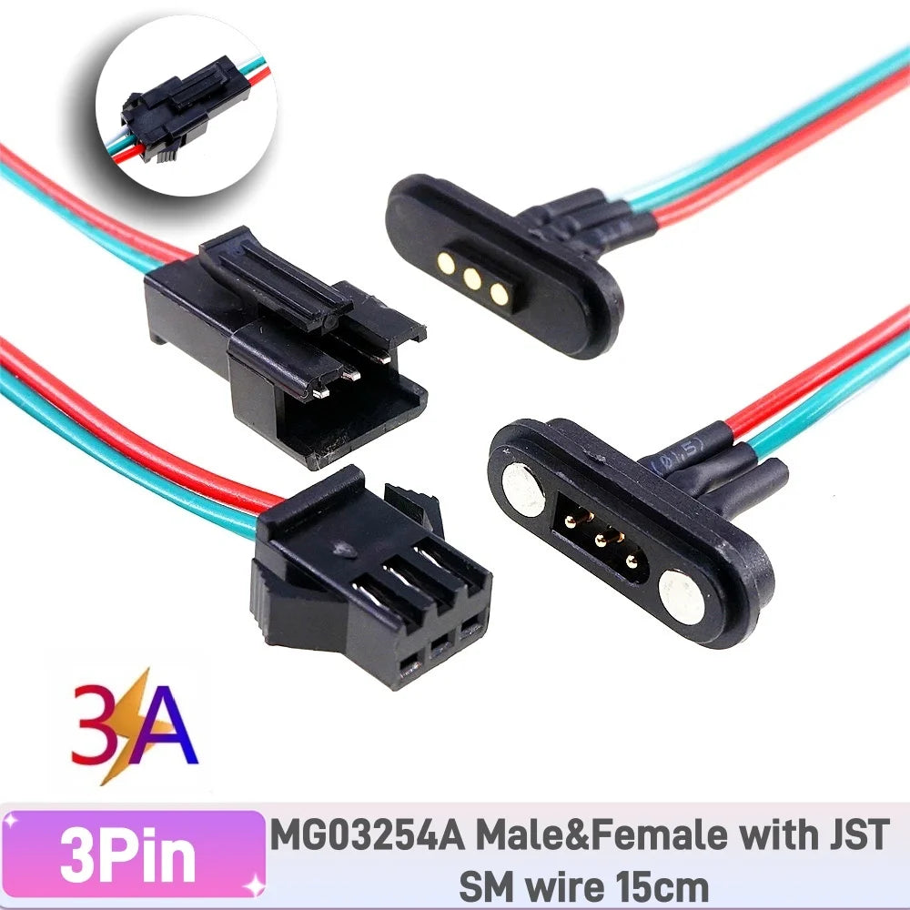 1 Set 2A 3A JST SM Plug DC Magnetic Pogo Pin Connector 2 3 4 5 6 Pin Male Female 2.54 mm Socket Adapter for LED Strip Lamp