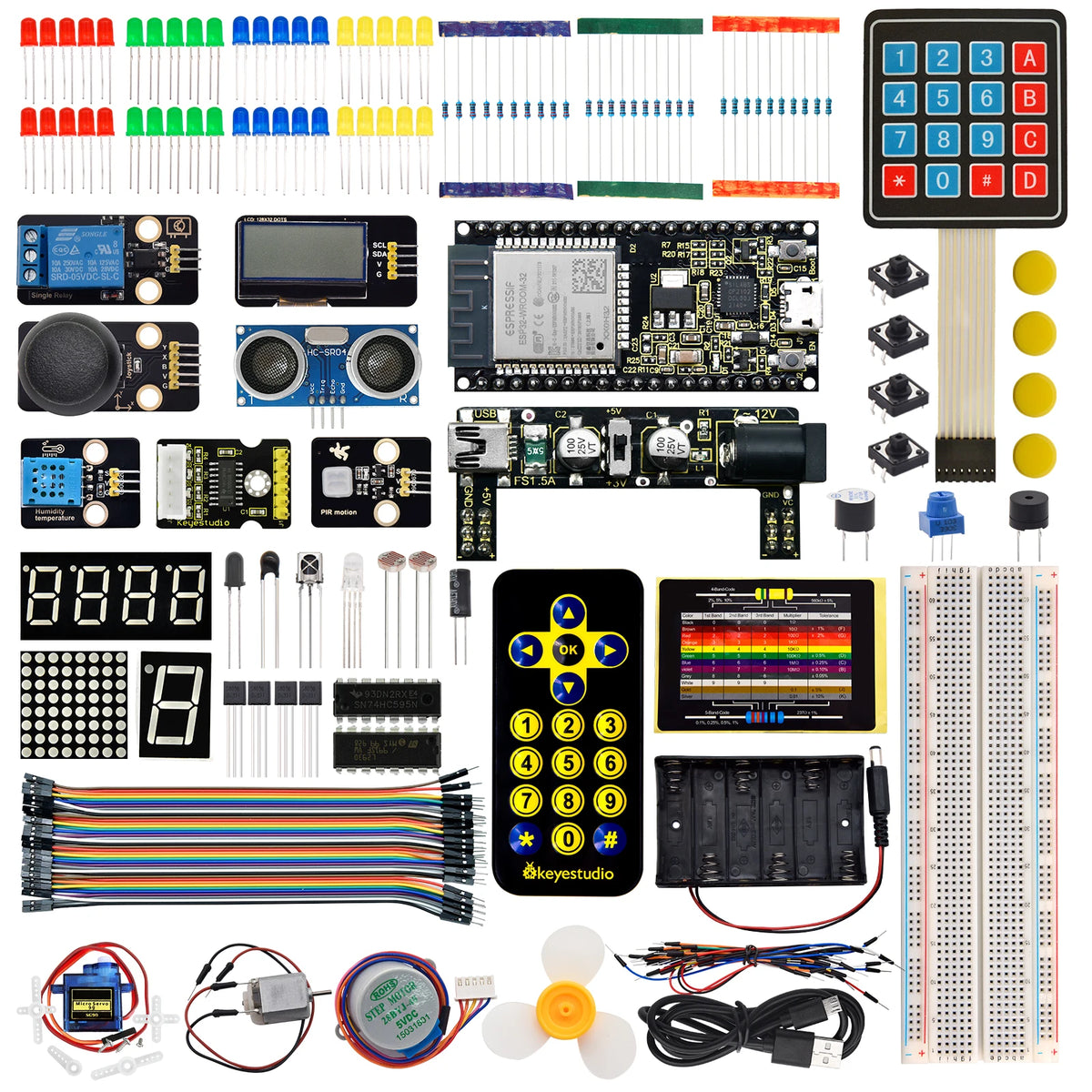 KEYESTUDIO ESP32 Basic Learning Kit Electronic Components Sensors Modules For Arduino Essential Starter Kit Python Programming