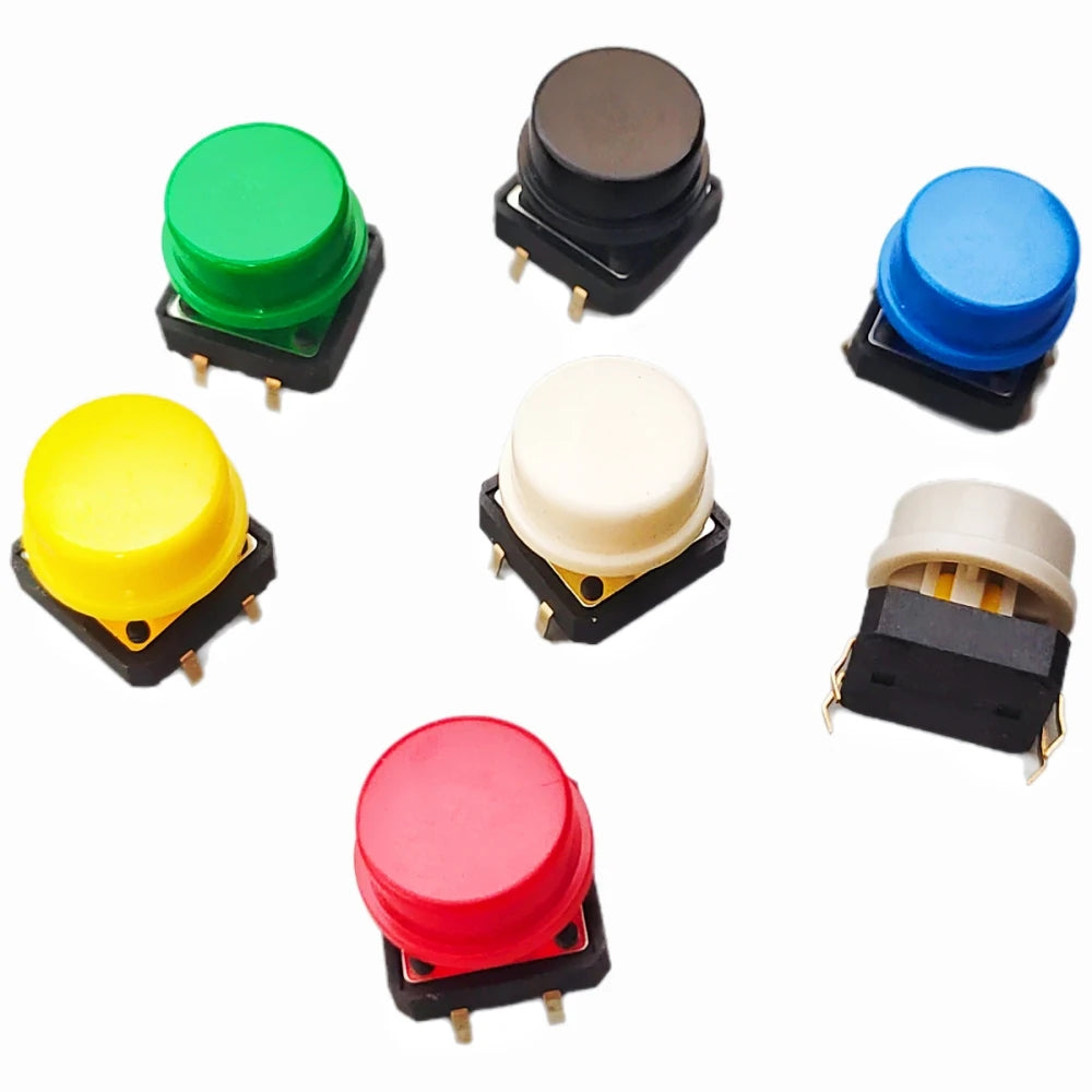 14PCS Tactile Push Button Switch Momentary 12*12*7.3MM Micro switch button + 14PCS Tact Cap(7 colors) for Arduino Switch