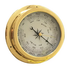 ABBP-Boat Barometer Clock Thermometer Hygrometer Set Weather Station Set Wall Mounting Type Brass For Case Brass For Case