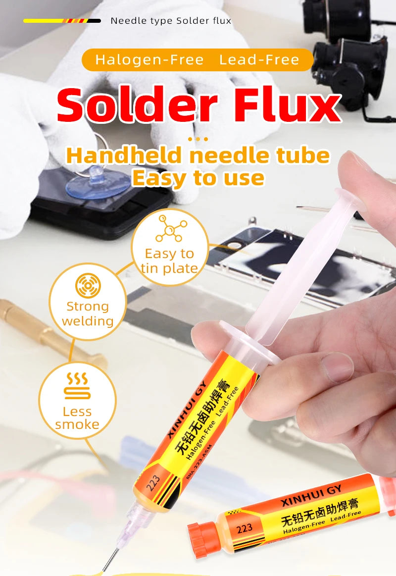 BGA Repair RMA-223 Lead-Free Halogen-Free Flux for Reflow Soldering with Low Smoke and Odor-Free Flux