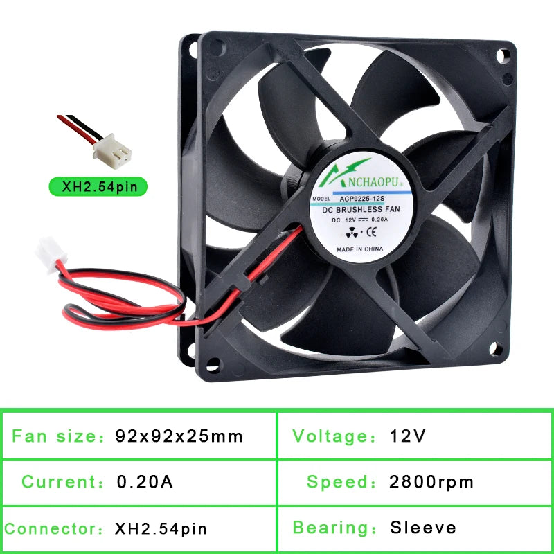 ACP9225 9cm 92mm Fan 92x92x25mm 9025 DC5V 12V 24V 2pin Cooling Fan for Chassis Power Inverter