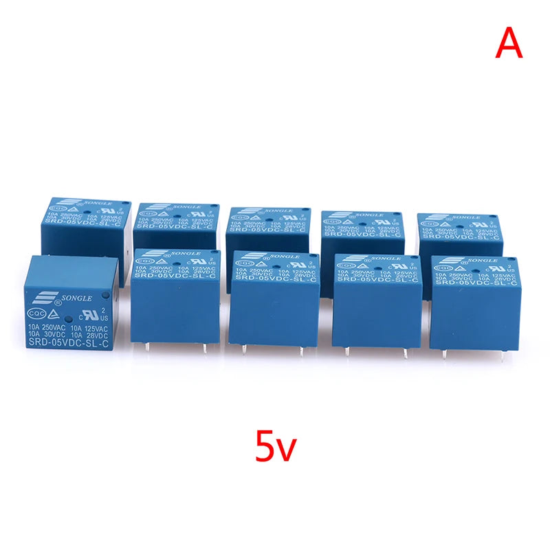 【GE】10pcs SRD Series Relays SRD-05VDC-SL-C SRD-12VDC-SL-C SRD-24VDC-SL-C DC High-Quality 5 Pins 12V Relay Set for Electronics
