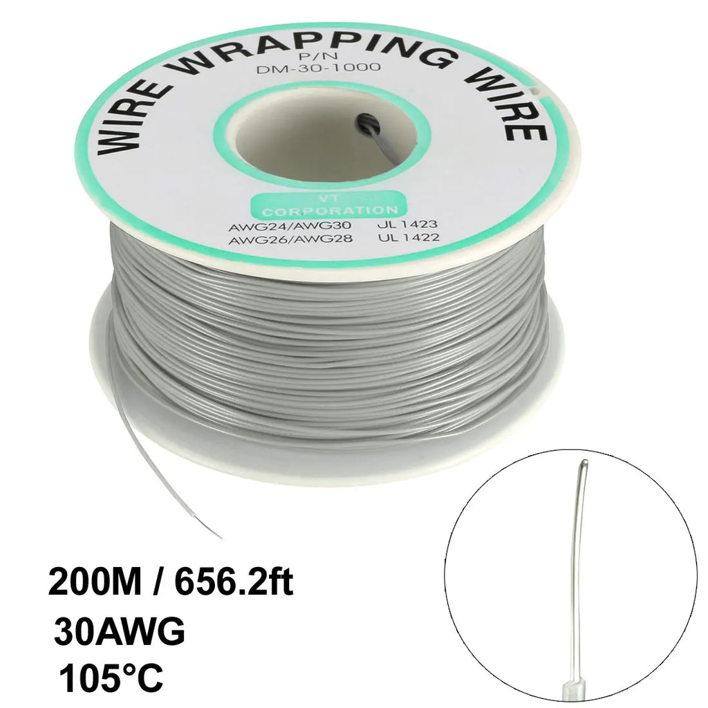 0.58mm Wire OD 200M 250M Electrical Wire Wrapping Wire Tin Plated Copper Wire PCB Solder Cable P/N DM-30-1000 30 AWG for Laptop