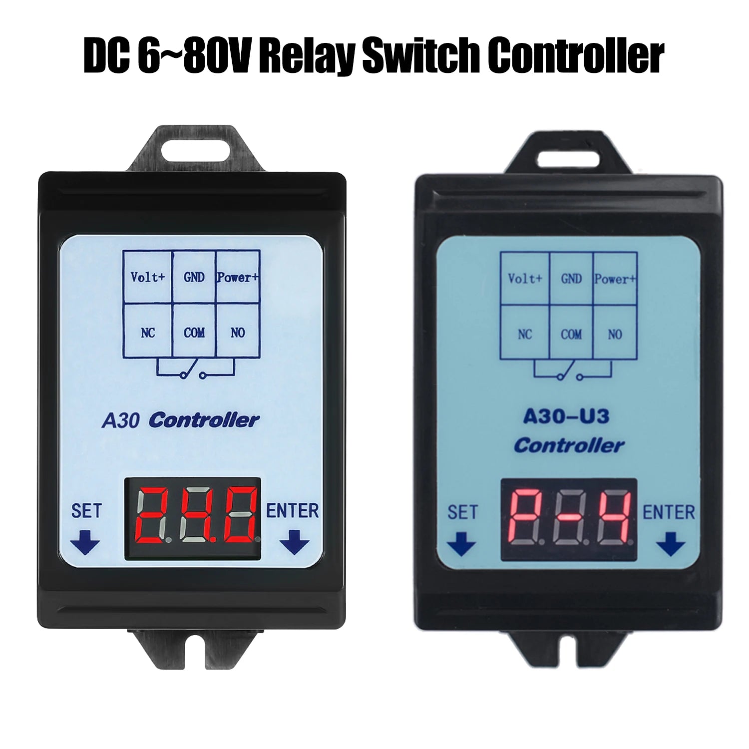 Relay Switch Controller DC 6~80V Voltage Detection Charging Discharge Monitor with Case Digital display DC voltage detection