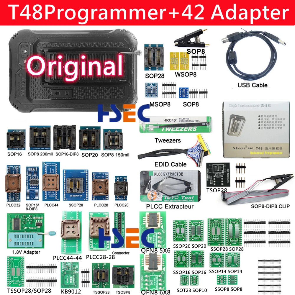 100% Original t48 programmer xgecu /TL866II PLUS universal programmer NAND TSOP48 adapter SOP8 flash clip eeprom Programmer