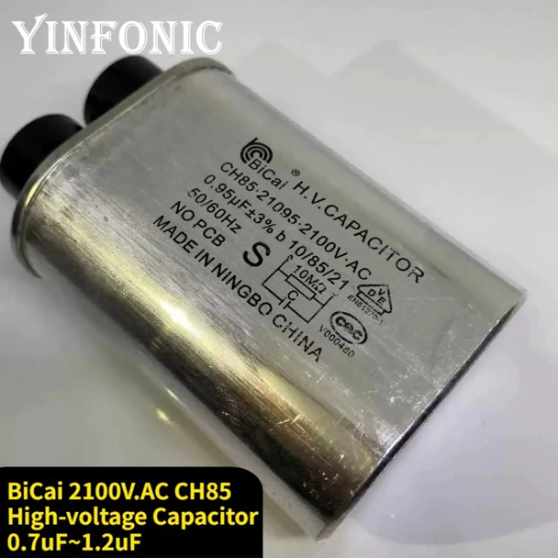 BICAI 2100V.AC CH85 High-voltage Capacitor for Microwave Oven Accessories ±3% 0.7uF~1.2uF 2+2 Small Plug-in Type Capacitor
