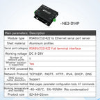 RS485 To Ethernet Serial Port Server COJXU NE2-D11 DC 8-28V TCP/UDP Modbus MQTT HTTP DNS FOTA Remote Up DIN Rail Installation