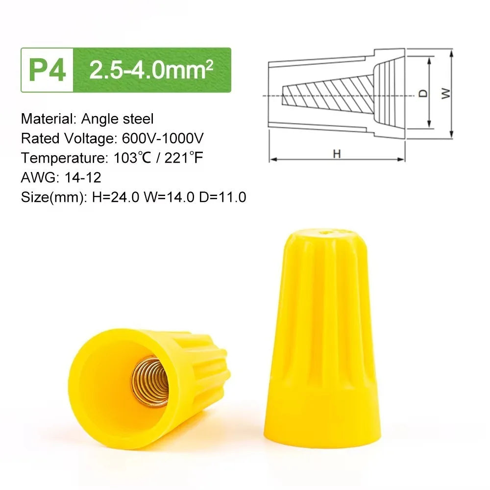50PCS Colorful Electrical Insulated Crimp Twist Terminal Quick Wire Connector Nut Spring End Cap Connection