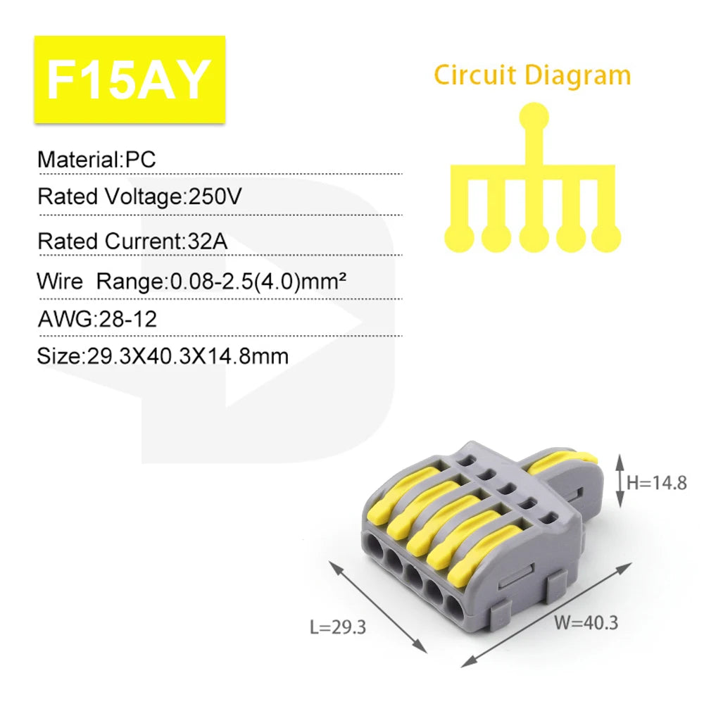 10/100PCS Electrical Cable Connector 1 in Multiple out Quick Wire Terminal Block 2/3/4/5Pin Push in Lever Connectors 0.08-4.0mm2
