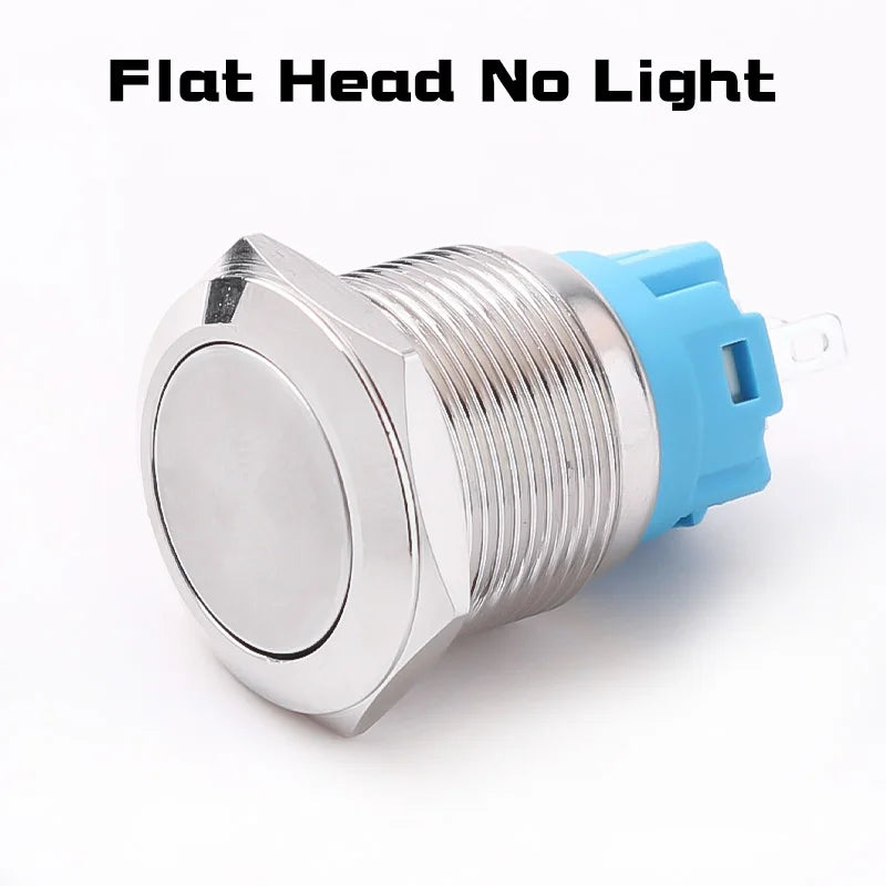 19MM LED Metal Button Switch Stainless Steel 1NO1NC Momentary Latching High Head Lamp Waterproof Button 12V 24V 220V