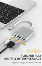 3 IN 1 3.0 USB Multi-function HUB For Samsung Galaxy S23 S22 Ultra Type-C To HDMI Adapter Note 20 10 iPhone 15 16 5G OTG Adapter