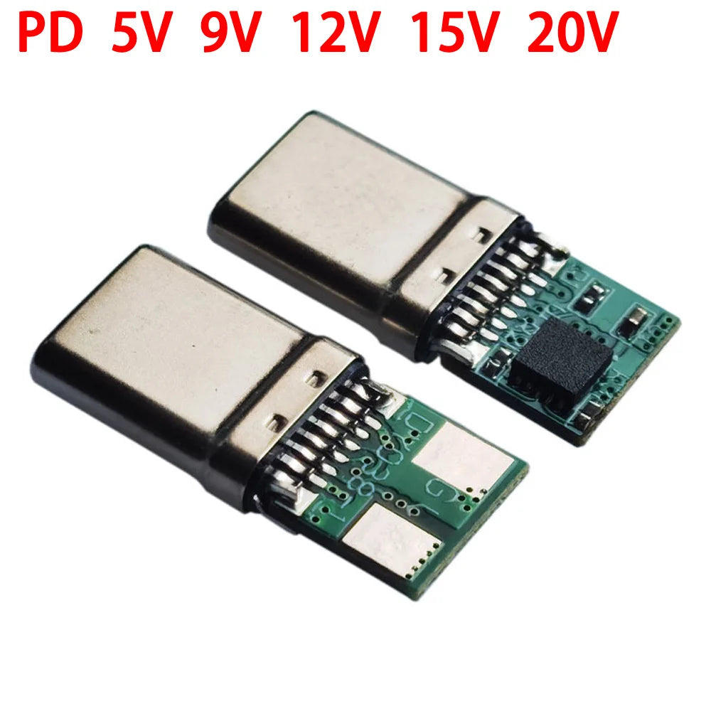 1PCS USB Type-C PD/QC Male Plug Decoy Board Fast Charge PCB 9V 12V 15V 20V Module PD 2 3.0 DC Trigger Cable QC4 Charge Connector