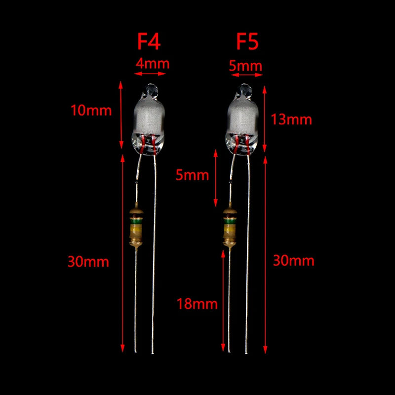 High Quality 10Pcs Neon Light Bulbs 4*10mm 5*13mm Main Power Indicator With Resistance 220V Red/Blue/Green
