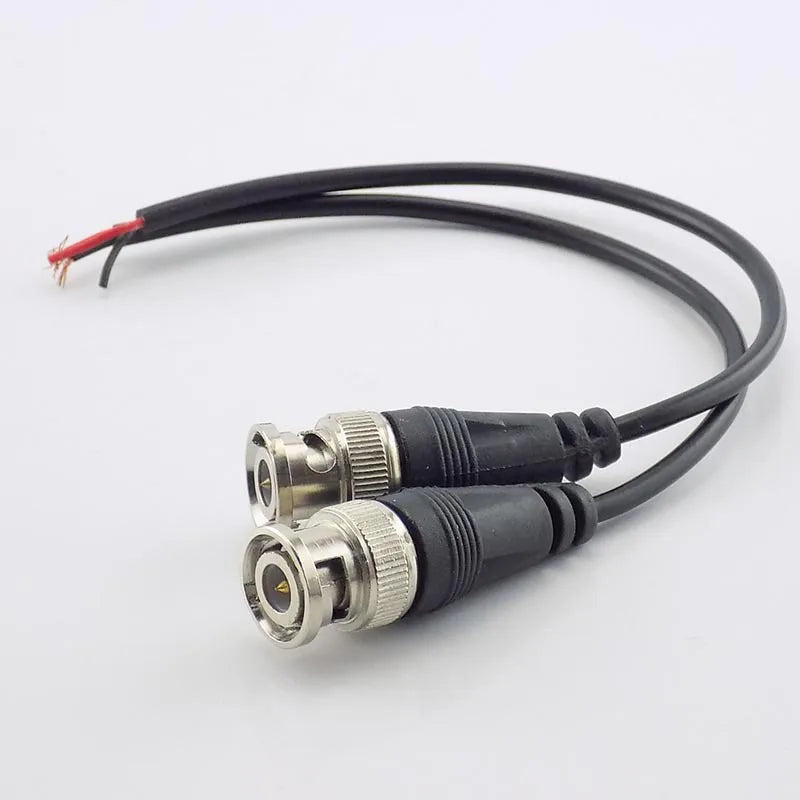 2Pcs BNC Connector Male to Double Female Plug DC Power Cable Pigtail Wire Adapter Line For CCTV Camera Home Security BNC Monitor
