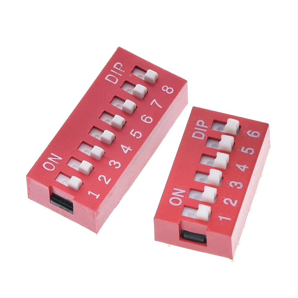 10pcs TZT Slide Type Switch 1 2 3 4 5 6 7 8 10PIN 2.54mm Position Way DIP Red Pitch Toggle Switch Red Snap Switch Dial Switch