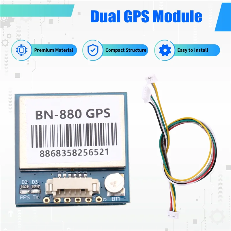 A73E-BN-880 GNSS Dual GPS Module With Integrated QMC5883L Compass Sensor For AMP2.6/PIX-HAWK Flight Controllers