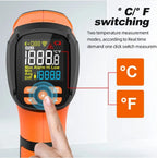 Non-contact Infrared Thermometer -40°C~1600°C High Temperature Meter with K-type Probe Laser Pyrometer Adjust Emissivity