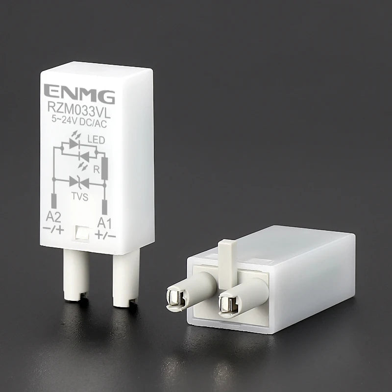 ENMG RZM033VL Relay Surge Overvoltage Protection Module 5–24V AC/DC with Indicator Light Accessory for Relay Socket Base