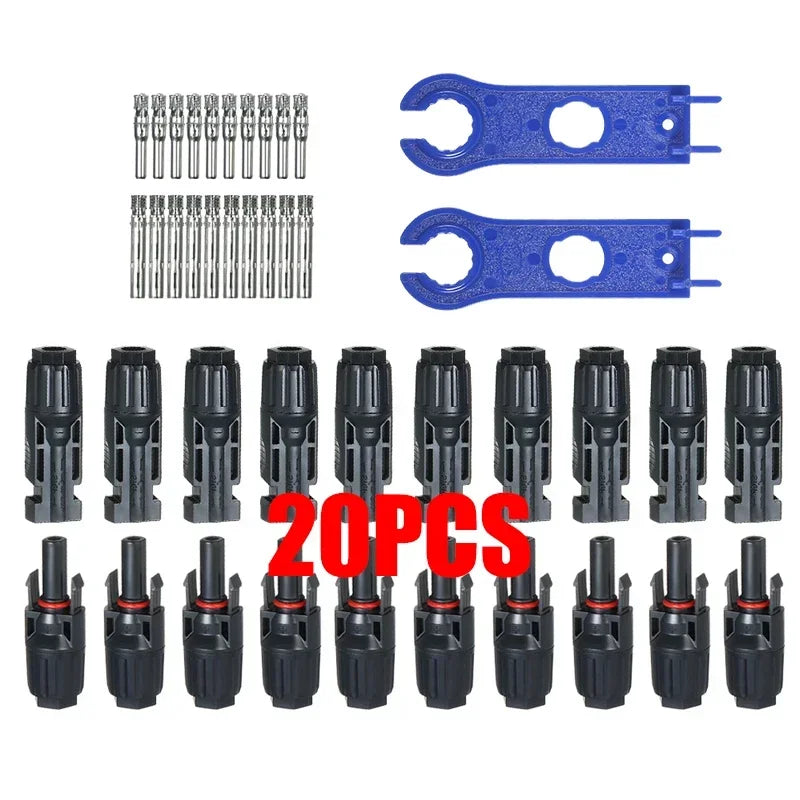 10/20/60/100PCS Photovoltaic Connectors, Solar Cable Connectors, IP67 Waterproof Adapters, DC1000V/30A Used for 2.5/4/6mm2 Cable
