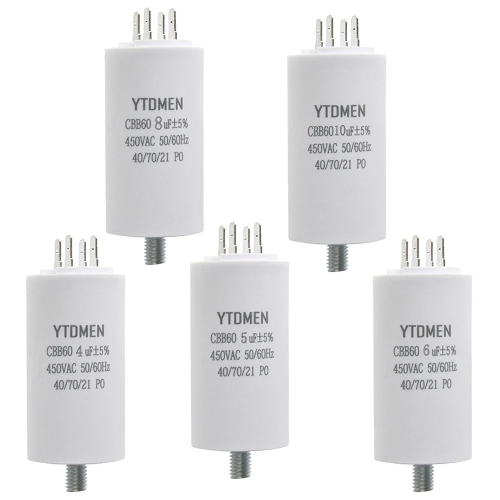 CBB60 Motor Capacitors with Screw Double Insert 450V AC Starting Capacitor 4uF~60uF capacitance for Air Compressor Water Pump