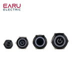 12/16/19/22mm Waterproof Metal Push Oxidized Black Button Switch LED Light Momentary Latching Car Engine Power Switch 5V 12V 24V