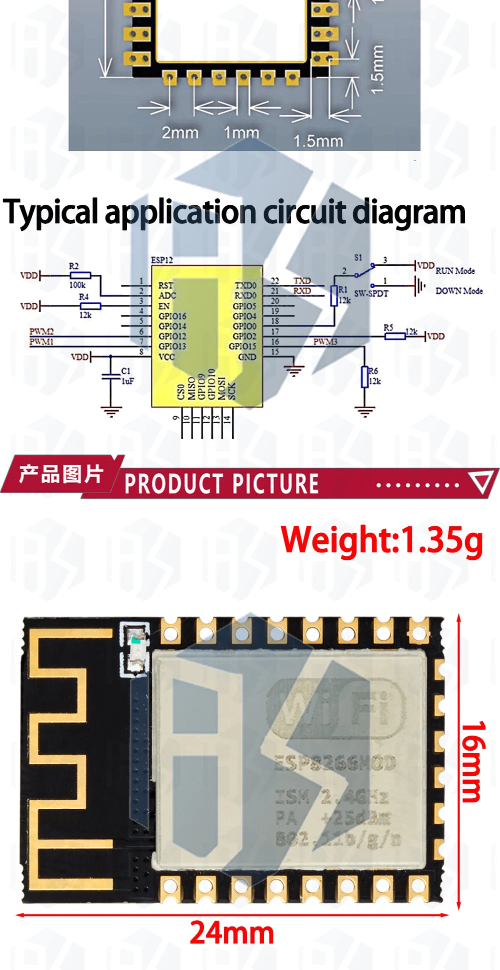ESP8266 WiFi Wireless Transceiver Module ESP-01/ESP-01S/ESP-07/ESP-07S/ESP-12/ESP-12E/ESP-12F for Arduino DIY Projects