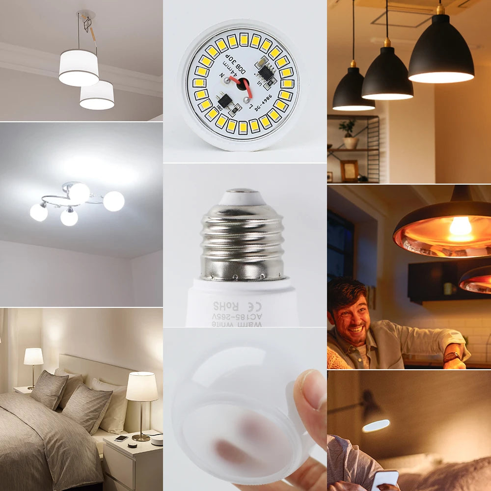 4pcs/lot LED Light Bulbs E27 AC 220V SMD2835 3W 6W 9W 12W 15W 18W Home Indoor Room LED Lamps Cold/Warm White Lights Bulb