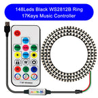 DC5V WS2812B DIY LED Ring 8 to 241 Pixels 5050 RGB Individually Addressable WS2812 Round Modules With 17Keys Music RF Controller